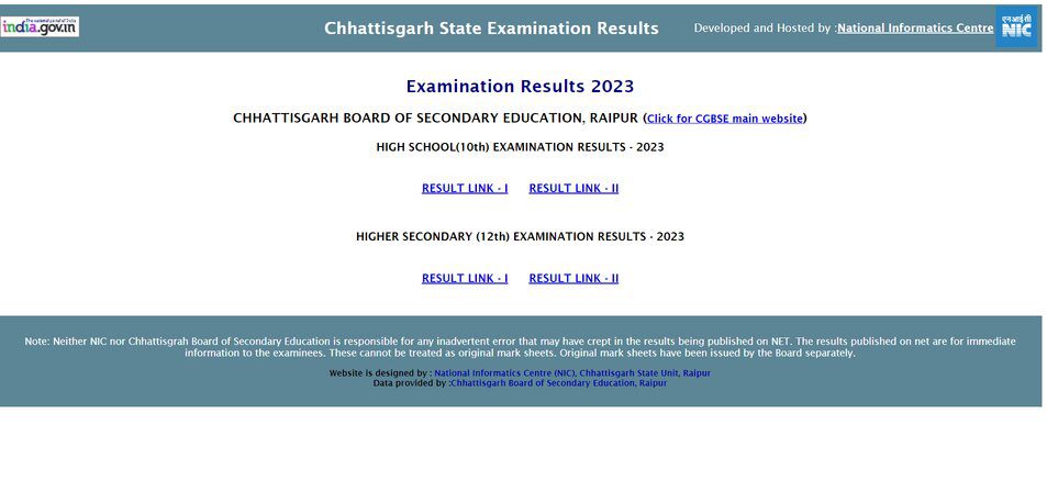 Chhattisgarh 10th result , CG 12th result