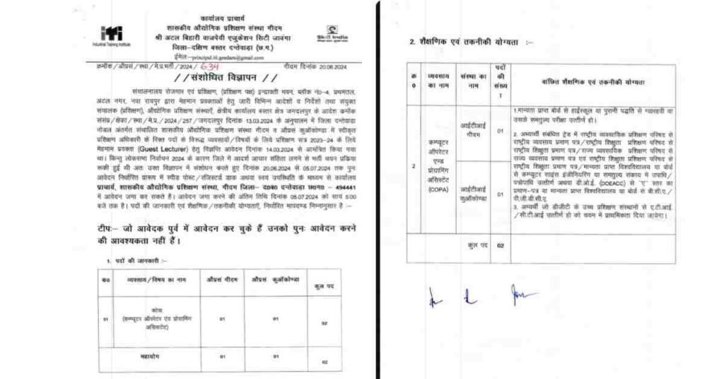 ITI GEEDAM VACANCY